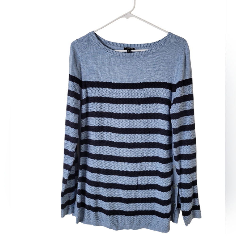 Talbots Textured Blue Striped Sweater